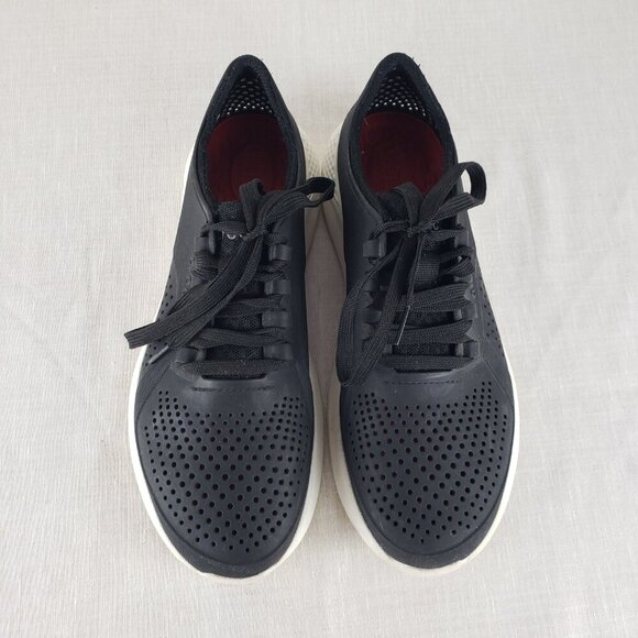 Crocs LiteRide Pacer Lace-Up Sneakers Black Perforated Mesh Womens Size 10 - Picture 2 of 11